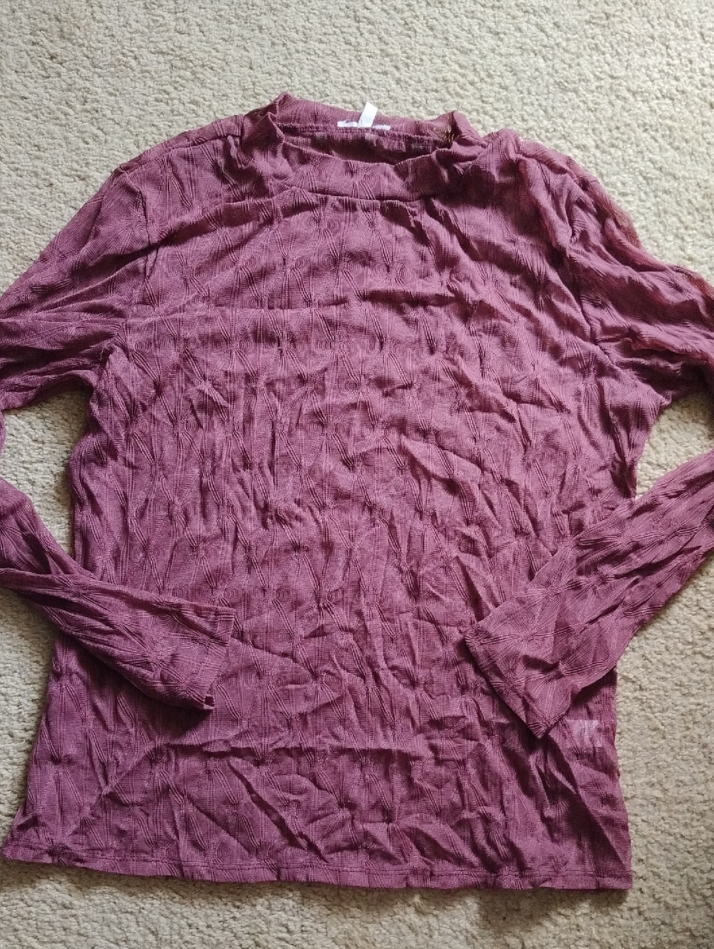 Maurices XXL Long Sleeve Sheer Textured Crewneck Top - Mauve